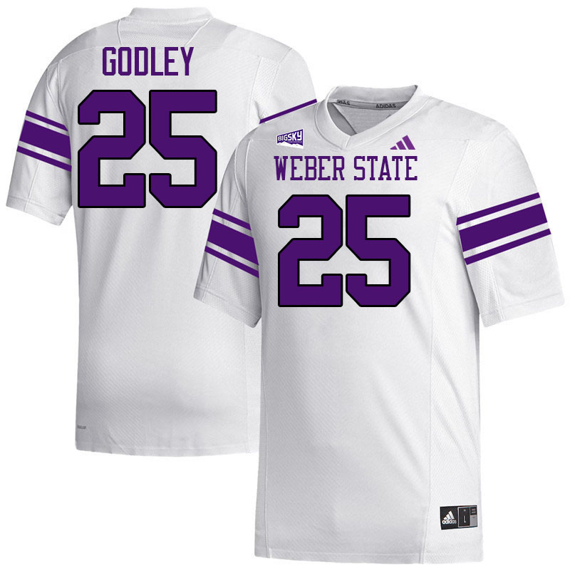 Weber State Wildcats #25 Davion Godley College Football Jerseys,Uniforms Stitched-White